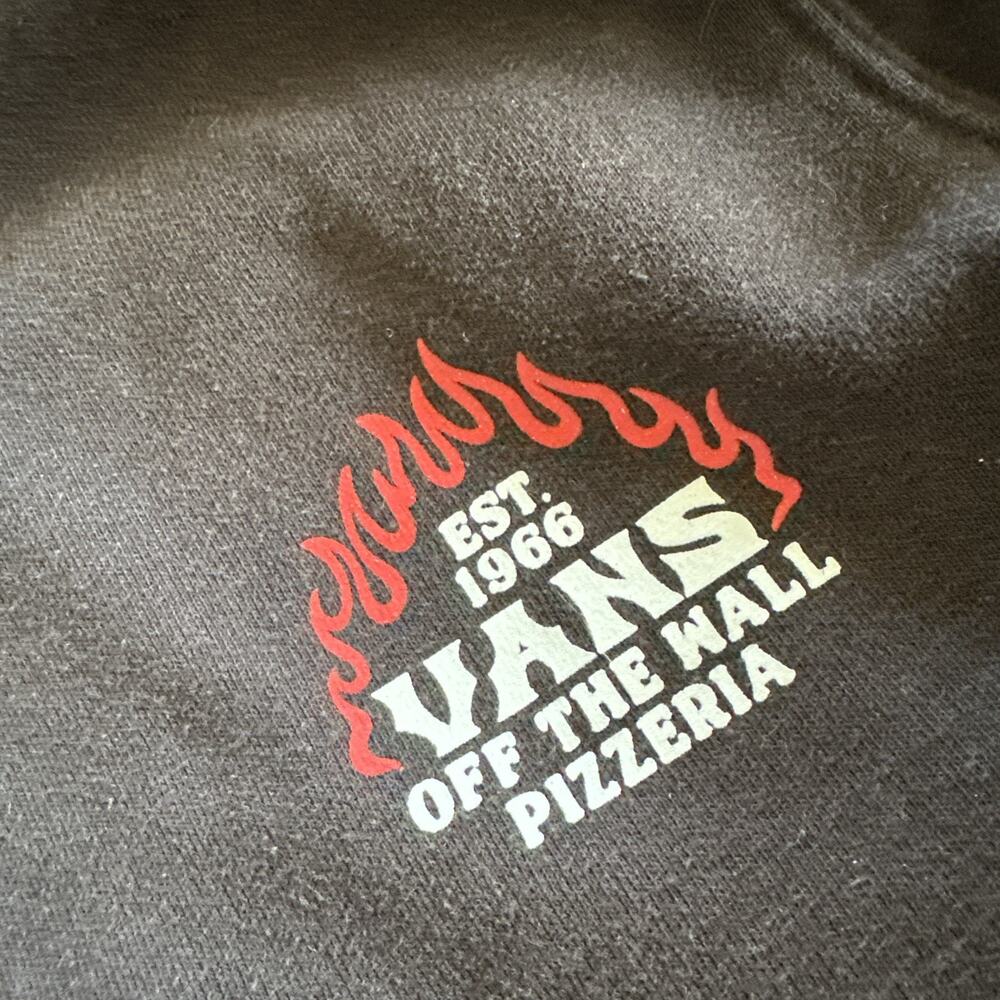VANS Original Co 1966 Off The Wall Pizzeria Pizza Black Hoodie Youth LARGE